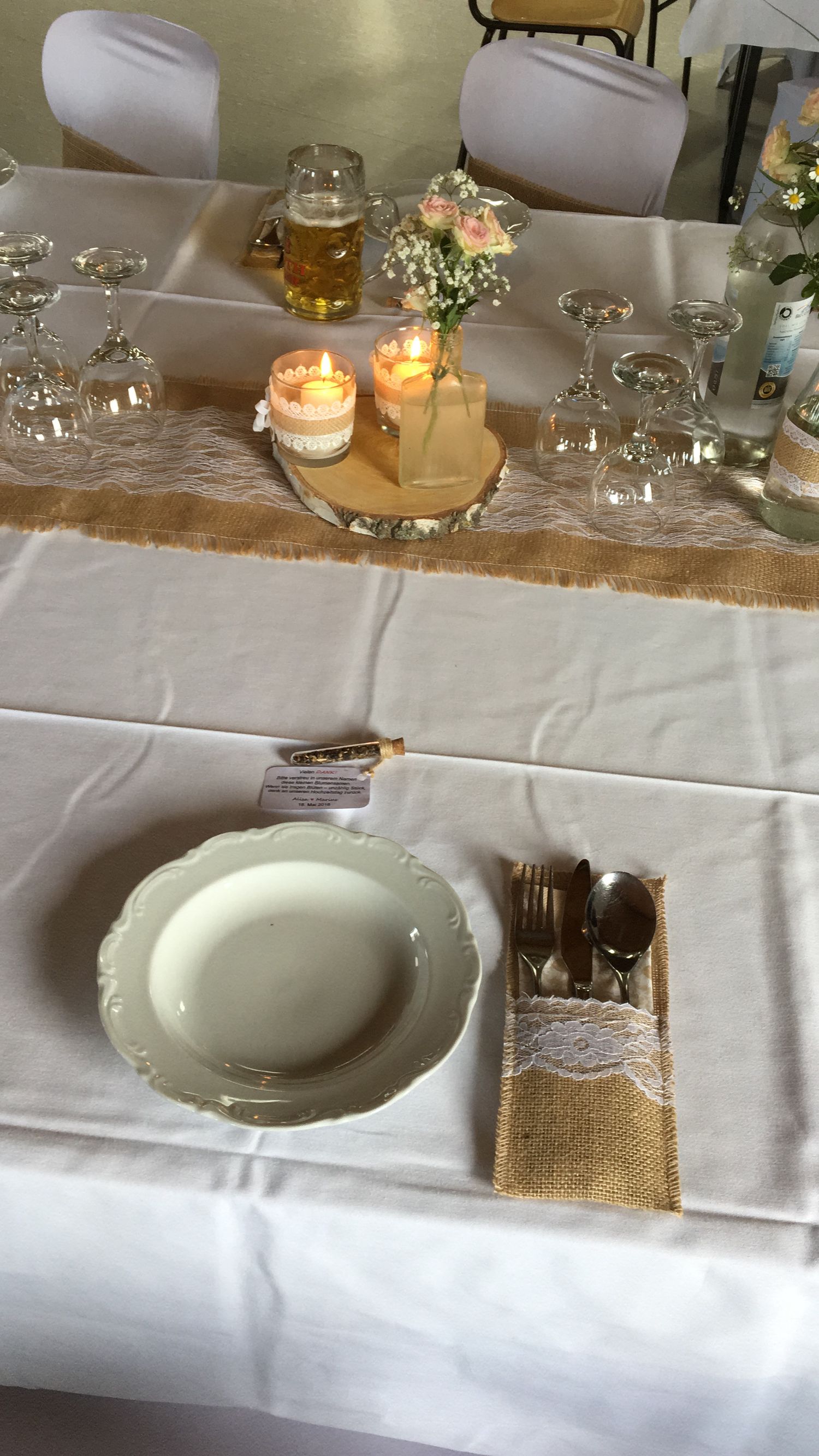 10-30x Jute Bestecktaschen Vintage Tischdeko Tischtuch Hochzeit Deko Besteckset 